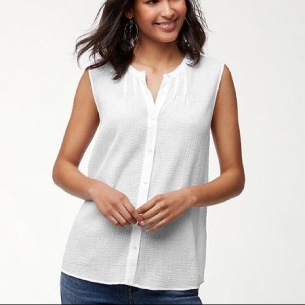 Tommy Bahama White Coastview Gauze Sleeveless Top